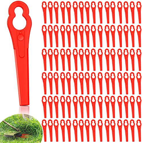 Powmag 100 Pcs Rasentrimmer Messer Kunststoff Ersatzklingen, Rasentrimmer Klingen, Rasentrimmer Zubehör Ersatzmesser für Rasenmäher von Powmag
