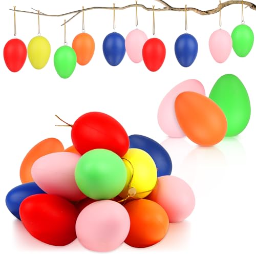 Ostereier zum Aufhängen, 24 Stück Deko Ostereier Plastik, Osterdeko zum Aufhängen, Plastikeier für Outdoor und Innen Osterdeko Deko zu Ostern (24 Stück) von Powmag