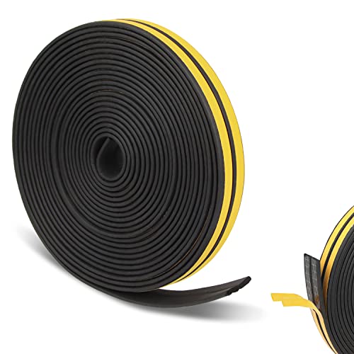 Powmag Tür- und Fensterdichtleiste, Sealing Tape Self-adhesive, Fensterdichtung Selbstklebend 2mm, Total Length 12 m Rubber Sealing Strips, I-Type Tür- und Fensterdichtband (Schwarz) von Powmag