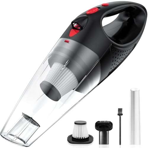 Powools Kabelloser Handstaubsauger mit 2 Filtern, Hochleistungs-Autostaubsauger mit Schnellladetechnologie, Tragbarer wiederaufladbarer Mini-Staubsauger, Rot, 14.3"X4.6"X4.0" von Powools