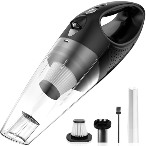 Powools Kabelloser Handstaubsauger mit 2 Filtern, Hochleistungs-Autostaubsauger mit Schnellladetechnologie, Tragbarer wiederaufladbarer Mini-Staubsauger, Silber, 14.3"X4.6"X4.0" von Powools