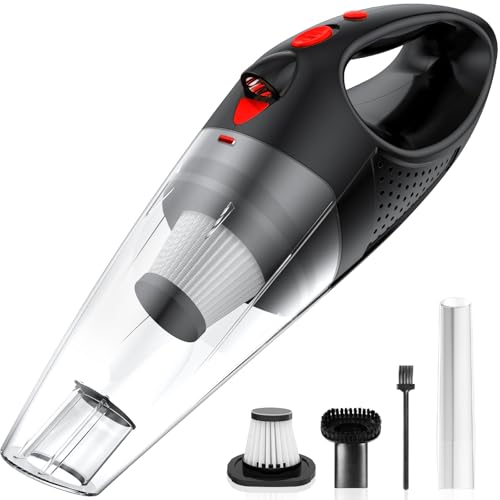 Powools Kabelloser Handstaubsauger mit 2 Filtern, Hochleistungs-Autostaubsauger mit Schnellladetechnologie, Tragbarer wiederaufladbarer Mini-Staubsauger, Rot, 14.1"X4.6"X4.0" von Powools
