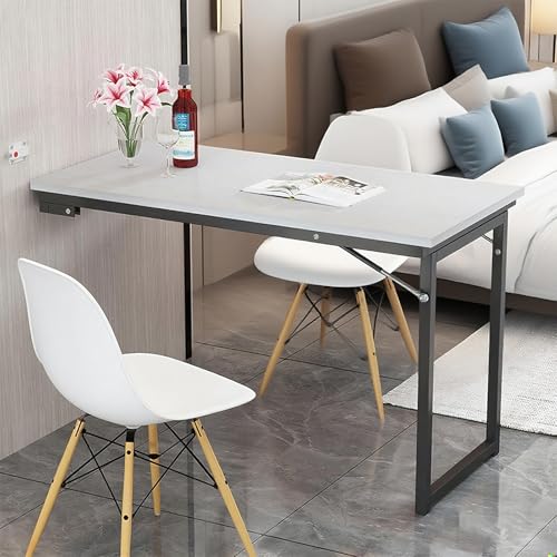 Poxvythb Klappbarer Wandtisch - Wandmontierter Klapptisch mit großer Arbeitsfläche - Verdicktes Stahlrohr mit hoher Tragfähigkeit, geeignet für Wohnzimmer(Maße: 90x50x75cm) von Poxvythb