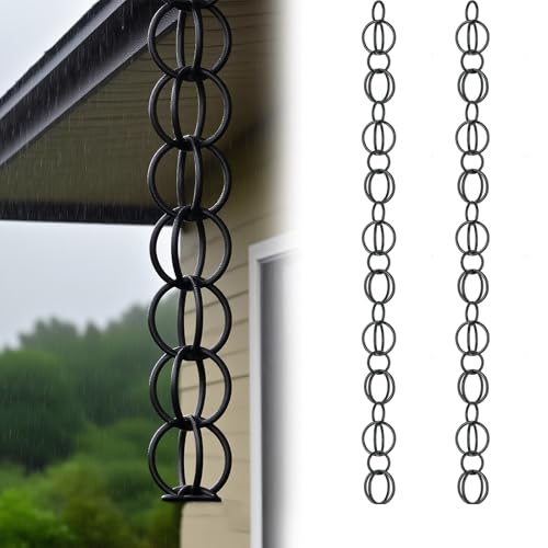 Poxvythb Metall Regenkette, Aluminiumlegierung, Dekorative Regenketten, Traufenentwässerung, Regenwasserumlenker, Mit Haken Für Zuhause,Balkon,Terrasse1m(3ft) von Poxvythb