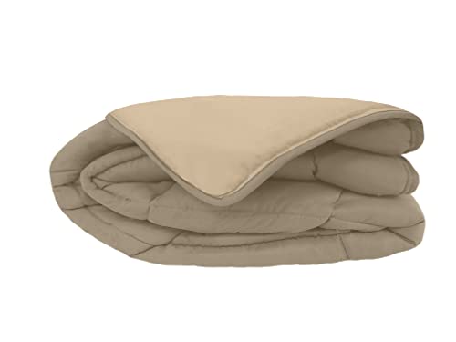 Poyet Motte Steppdecke, zweifarbig, Polyester, Taupe/Leinen, 160 x 220 cm – Motiv Kollektion Calgary von Poyet Motte