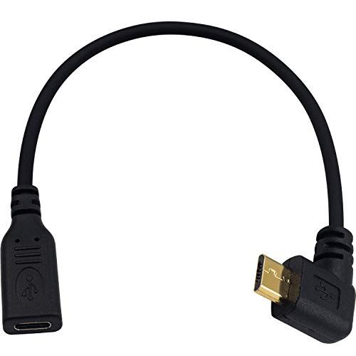 Poyiccot USB-C auf Micro-USB-Kabel, 90 Grad links abgewinkelt, Micro-USB-Stecker auf USB-C-Buchse, Adapterkabel, unterstützt Laden und Synchronisieren für Samsung und Micro-USB-Geräte (linker Winkel). von Poyiccot