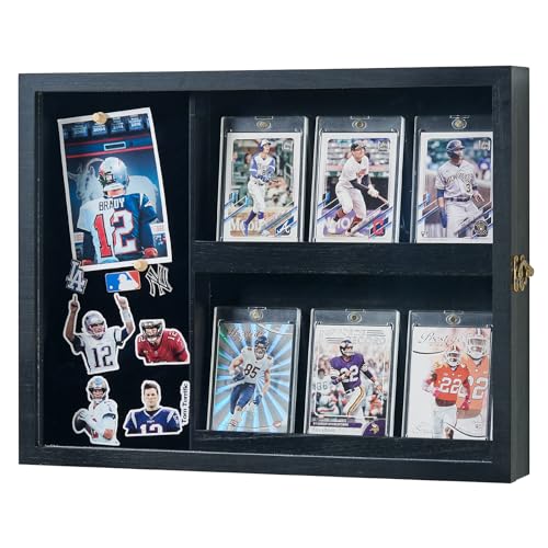 Poyilooo Karten-Vitrinen, abgestufte Sportkarten-Vitrine – 6 Karten-Displayhalter – Pin-Display-Rahmen – Wand- oder Arbeitsplatten-Display für Baseball, Basketball, Fußball, Hockey-Sammelkarten von Poyilooo