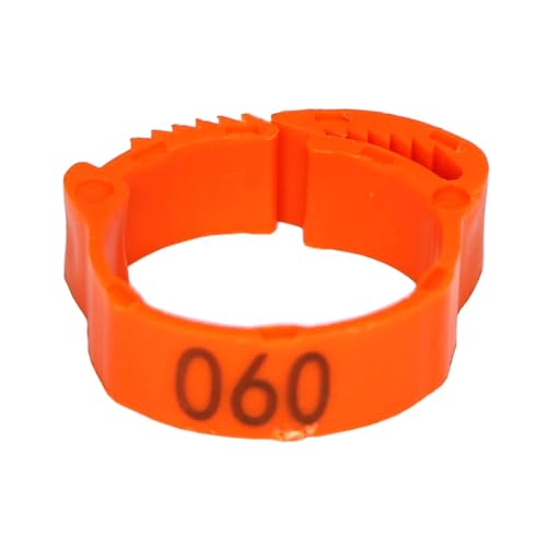 100 Stück, 20–25 mm große Hühnerbeinringe, zur Identifizierung von Geflügel, Hühnern, Enten und anderen landwirtschaftlichen Vorräten,Orange,Einstellbare Größe (20–25 mm) von Poyuad