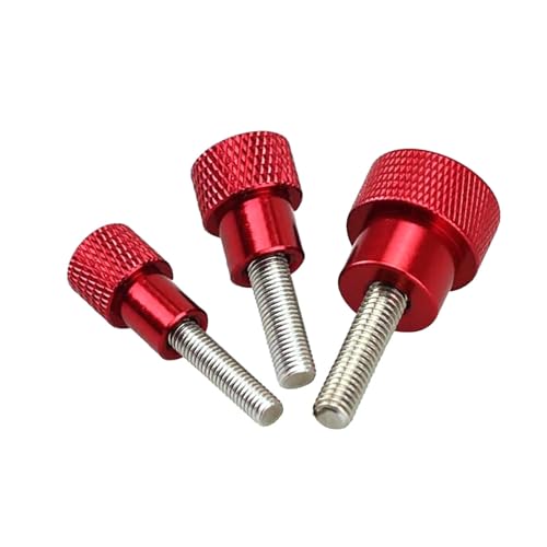 5 Stück M3 M4 M5 M6 M8 M10 Roter Griffknopfbolzen Aluminiumlegierung + Rändelschraube aus Edelstahl Schrittschraube,Rot,M4x8-D12x12 von Poyuad