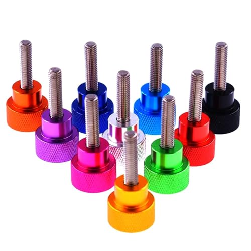 5 Stück M3 M4 M5 M6 Rändelschraube Aluminium Rändelkopf Edelstahlgewinde Rändelschraube,Rot,M4x10mm von Poyuad