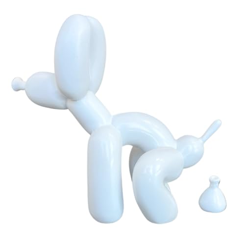 Pooping Dog Sculpture White, Fun Gift for Pet Lovers, Mothers Day, Aesthetic Decorative Balloon Dog Statue Small Animal Figure for Table Bookshelf, Home Decor (White) von Pozbee