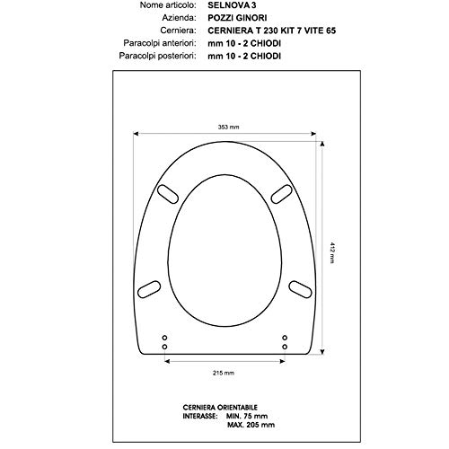 Pozzi Ginori 56760000 Pozzi Selnova 3 Sitz mit Scharnieren aus Kunststoff, Weiß von Pozzi Ginori