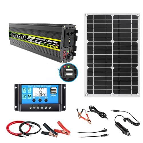 1 Satz komplettes Solarstrom-Kit 6000 W 12 V DC-Wechselrichter, wasserdichtes 18 W-Panel und 30 A-Laderegler for Outdoor-Abenteuer von PpeiliL