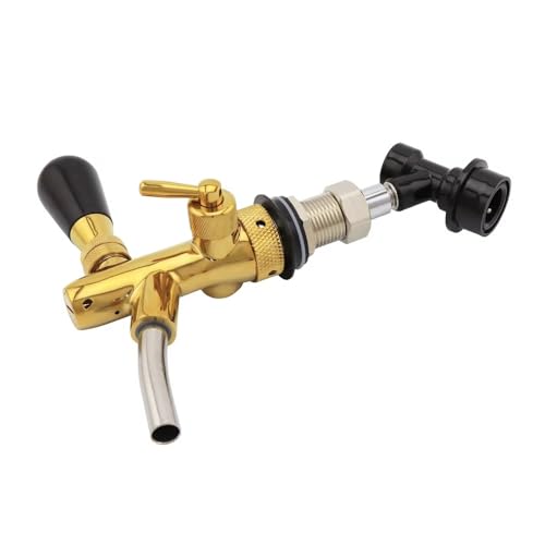 1 Stück verstellbarer Durchfluss, verchromter Fassbierhahn – Heimbrau-Fasshahn mit Kugelverschluss(Gold) von PpeiliL