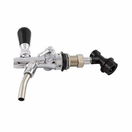 1 Stück verstellbarer Durchfluss, verchromter Fassbierhahn – Heimbrau-Fasshahn mit Kugelverschluss(Silver) von PpeiliL