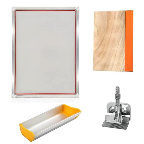 1-teiliges A3/A4-Siebdruckset – mit Rakel, Emulsionsbeschichtung und Klemme for den DIY-Druck von T-Shirts, Papier und Mehreren Oberflächen(A4kitsx47Tx120mesh) von PpeiliL