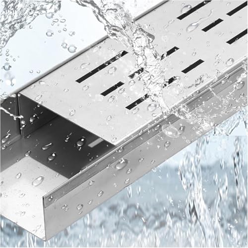 PpeiliL 1 Stück schmale Abflussabdeckung aus Edelstahl – 39,4 Zoll großes Entwässerungssystem for Außenrinnen zur effektiven Wasserableitung(100cmx15cmx8cm) von PpeiliL