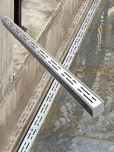 PpeiliL Gartenentwässerungssystem aus Edelstahl mit Endkappen – 39,4 Zoll schmaler Betongraben for effektives Wassermanagement(100cmx10cmx5cm 20 Pack) von PpeiliL