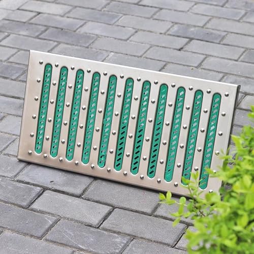 PpeiliL Robuste Abflussgitterabdeckung aus Edelstahl for Garage, Terrasse und Hof – Schnelles Entwässerungssystem mit Anti-Rutsch-Vorrichtung(58cmx30cmx2.5cm5 Pack) von PpeiliL