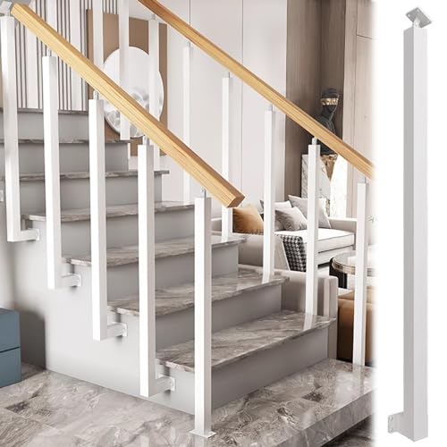 Verstellbarer Treppenbaluster aus weißem Stahl – 270°-Geländersystem mit Halterungen und Schrauben for Decks und Treppen(95cm/37.4in White 5pack) von PpeiliL