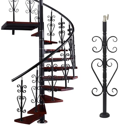 Verstellbares Treppengeländer aus Edelstahl mit Blumenmotiv – 270° mattschwarze Spindeln for den Innen- und Außenbereich(1 PC Black H 86 Cm/33.9 in) von PpeiliL