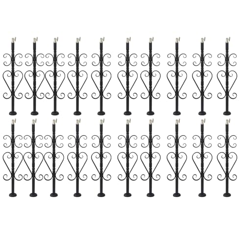 Verstellbares Treppengeländer aus Edelstahl mit Blumenmotiv – 270° mattschwarze Spindeln for den Innen- und Außenbereich(20 PCS Black H 86 Cm/33.9 in) von PpeiliL