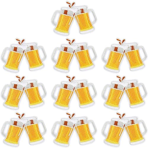 10 Pcs Jubel Bier Tasse Eisen Auf Flecken Applique Becher Bierglas Alkoholisch Gesticktes Abzeichen Patch Dekorative Reparatur Patch Applikation von Ppmter