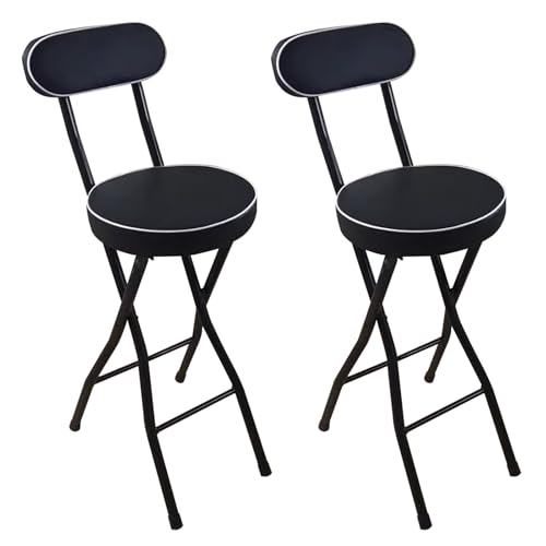 Barhocker Klappbar 2er Set Klappstuhl Küche Mit Lehne Tresenstuhl 60cm 65cm 70cm 75cm Sitzhöhe Rundes PU-Sitzkissen Barstuhl Klappbar Mit Fußstütze Tresenhocker Für Kücheninsel Esszimmer Wohnzimmer(Bl von Pquaezortic