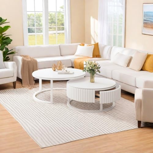 Nesting Couchtisch 2er Set Runde Marmor Couchtisch Weiß Mit Metallrahmen Center Tisch Mit Massivholz Schublade 50+70cm Wohnzimmertisch Rund Modern Beistelltisch Satztische Fürs Wohnzimmer Büro Nesting Couchtisch 2er Set Runde Marmor Couchtisch Weiß Mit Metallrahmen Center Tisch Mit Massivholz Schublade 50+70cm Wohnzimmertisch Rund Modern Beistelltisch Satztische Fürs Wohnzimmer Büro von Pquaezortic