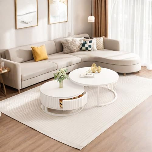 Runder Couchtisch Weiß 2er Set Couch Tisch 50+70cm Marmor Couchtisch Mit Massivholz Schublade Modern Wohnzimmertisch Weiss Beistelltisch Stabilem Metallgestell Satztische Fürs Wohnzimmer Büro Runder Couchtisch Weiß 2er Set Couch Tisch 50+70cm Marmor Couchtisch Mit Massivholz Schublade Modern Wohnzimmertisch Weiss Beistelltisch Stabilem Metallgestell Satztische Fürs Wohnzimmer Büro von Pquaezortic