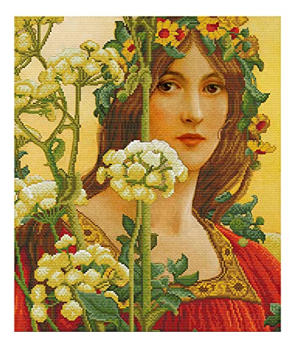 Ladybird Stickset Our lady of cow parsley, Kreuzstich-Set ca. 40 x 47 cm, Komplett-Set für ein eckiges Stickbild, handwerkliches Hobby für Erwachsene und Kinder ab 8 Jahren von Pracht Creatives Hobby