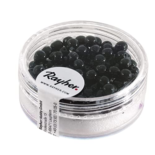 RAYHER - Renaissance Glaswachsperlen, 4 mm ø, Dose 85 Stück, schwarz von Rayher