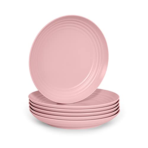 Set mit 6 Tellern aus Hartplastik, wiederverwendbar, unzerbrechlich, für Partys und Veranstaltungen, klassisches Rosa, flach 22 cm von PracticDomus