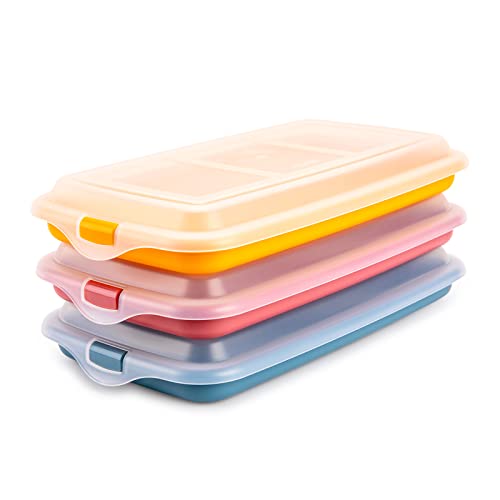 PracticDomus Hochwertige Aufschnitt-Boxen, Frischhaltedose für Aufschnitt Deli System. Optimale Aufbewahrung im Kühlschrank, Maße 14.4 x 3.3 x 24.8 cm (3X Dreifarbig) von PracticDomus