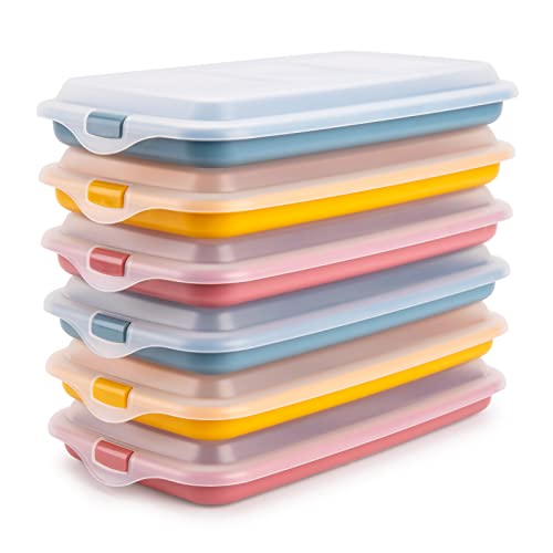 PracticDomus Hochwertige Aufschnitt-Boxen, Frischhaltedose für Aufschnitt Deli System. Optimale Aufbewahrung im Kühlschrank, Maße 14.4 x 3.3 x 24.8 cm (6X Dreifarbig) von PracticDomus