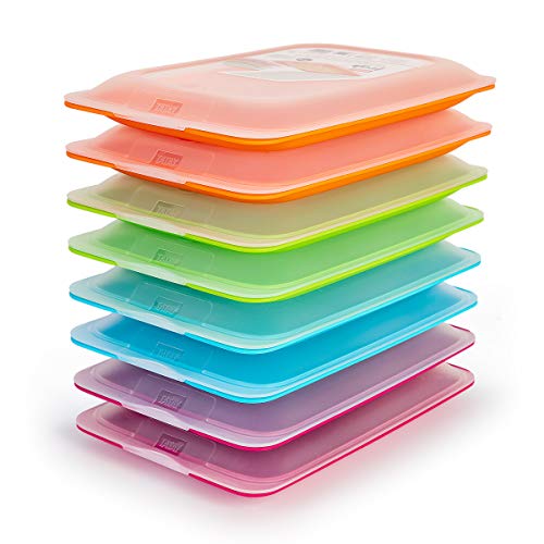 PracticDomus Hochwertige Aufschnitt-Boxen, Frischhaltedose für Aufschnitt Fresh System. Optimale Aufbewahrung im Kühlschrank, Maße 17 x 3.2 x 25.2 cm (8X Basis) von PracticDomus