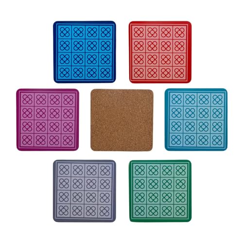 PracticDomus Set mit 6 Untersetzern Premium Design für Gläser, Tassen oder Kerzen auf Ihrem Tisch mit Korkfuß, quadratisch, 10 cm, Edition (Panot) von PracticDomus
