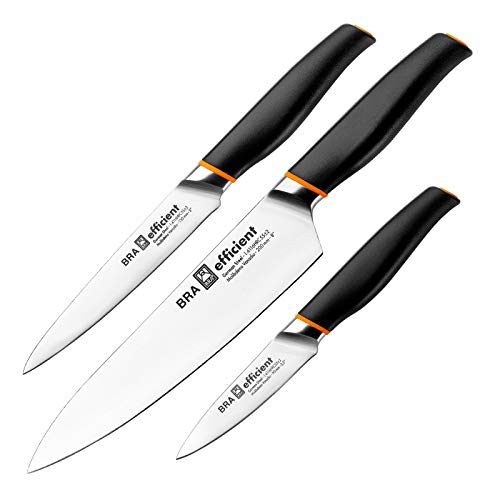 Satz mit 3 Bra Efficient Professional Messern aus Deutschem Molybdän-Vanadium-Stahl. MasterChef-Bereich von PracticDomus