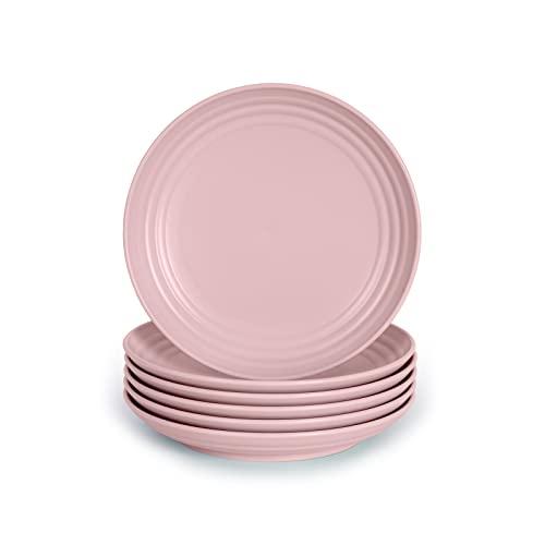 Set mit 6 Tellern aus Hartplastik, wiederverwendbar, unzerbrechlich, für Partys und Veranstaltungen, klassisches Rosa, flach 16 cm von PracticDomus