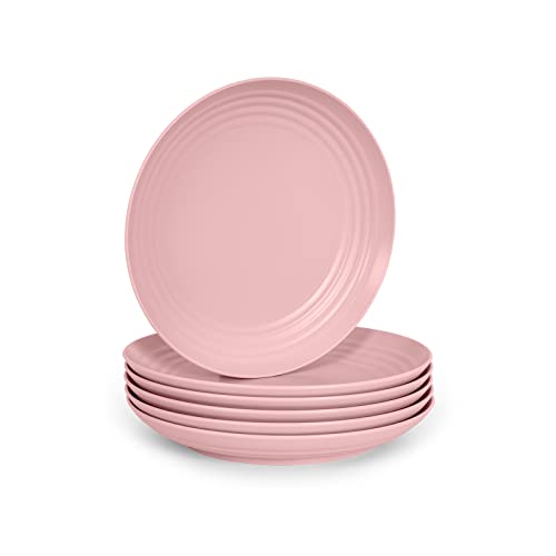 Set mit 6 wiederverwendbaren und unzerbrechlichen Hartplastiktellern für Partys und Veranstaltungen, klassisches Rosa (20 cm) von PracticDomus