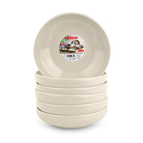 Stilo 6-teiliges Geschirrset mit glänzender Oberfläche aus hartem Kunststoff, wiederverwendbar und unzerbrechlich, für Partys und Veranstaltungen, Beige (Teller 16 cm) von PracticDomus