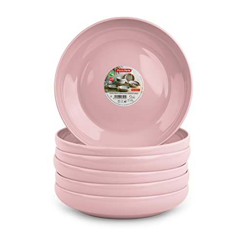 Stilo 6-teiliges Geschirrset mit glänzender Oberfläche aus hartem Kunststoff, wiederverwendbar und unzerbrechlich, für Partys und Veranstaltungen, Rosa (Teller 20 cm) von PracticDomus