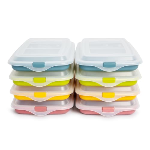 Wurst- und Lebensmittelbehälter Deli-System, optimale Aufbewahrung von Scheiben im Kühlschrank, Maße 24,8 x 14,4 x 3,3 cm (8 x sortiert) von PracticDomus