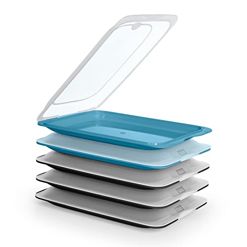 PracticFood Fresh System - Hochwertige Aufschnitt-Boxen, Frischhaltedose für Aufschnitt. Optimale Aufbewahrung im Kühlschrank, Maße 17 x 3.2 x 25.2 cm (5X BlackOcean) von PracticFood