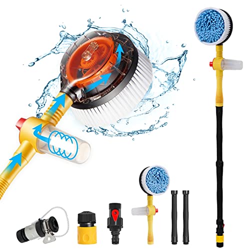 Practisol Autowaschbürste mit Schlauchbefestigung, 360 Spin Autowaschbürste mit Seifenspender, weiche Borsten Auto Reinigungsbürste Mop Scrub Brush, Flow Through Car Wash Brush Kit Langer Griff (Gelb) Practisol Autowaschbürste mit Schlauchbefestigung, 360 Spin Autowaschbürste mit Seifenspender, weiche Borsten Auto Reinigungsbürste Mop Scrub Brush, Flow Through Car Wash Brush Kit Langer Griff (Gelb) von Practisol