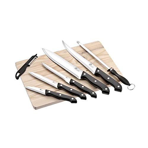 Pradel Excellence 8 teiliges Set mit Holzgriff, 5 Messer 1 Wetzstahl Code 70790650 Gemüseschäler von Pradel Excellence