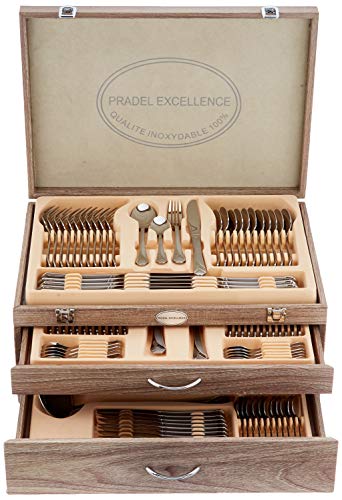 Pradel Excellence D635C-113 Besteck-Set, 113-teilig Ambiance in einem Holzkasten mit 2 Schubladen von Pradel Excellence