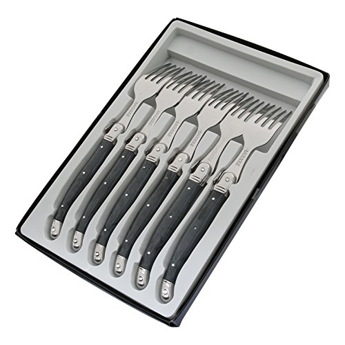 Pradel Excellence Laguiole Box mit 6 Gabeln, Edelstahl, grau marmoriert, 25.7 x 16.7 x 2 cm, 6 von Pradel Excellence