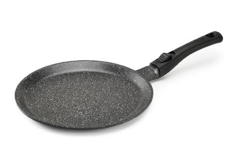 Pradel Excellence - PCUI001020 - Crêpes-Pfanne Aluminiumguss Premium Ø28cm - Antihaftbeschichtung in Steinoptik - Abnehmbarer Griff - Alle Herdarten, Induktion, Schwarz von Pradel Excellence