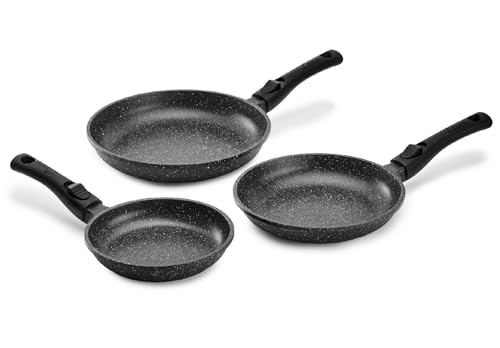 Pradel Excellence - PCUI001032-3er-Set Premium Aluminiumguss-Pfannen Ø20,24,28cm - Antihaftbeschichtung in Steinoptik – Abnehmbare Griffe – Alle Herdarten, Noir Pradel Excellence - PCUI001032-3er-Set Premium Aluminiumguss-Pfannen Ø20,24,28cm - Antihaftbeschichtung in Steinoptik – Abnehmbare Griffe – Alle Herdarten, Noir von Pradel Excellence